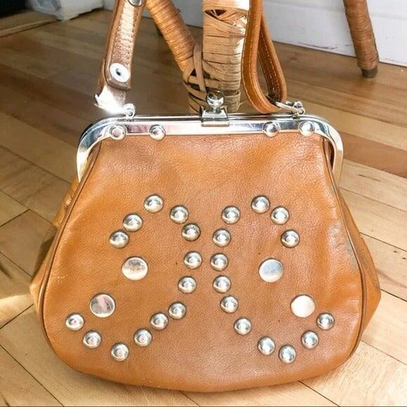 Vintage Faux Leather Shoulder Bag with Silver Embellishments - Picture 1 of 4